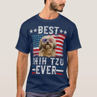 Bästa Shih Tzu någonsin amerikansk Flagga 4 juli T Shirt