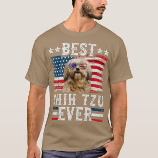 Bästa Shih Tzu någonsin amerikansk Flagga 4 juli T Shirt