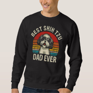 Bästa Shih Tzu Pappa någonsin Fars dag Vintage Shi Lång Ärmad Tröja