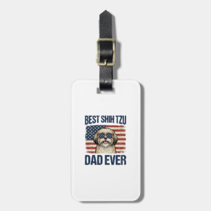 Bästa Shih Tzu Pappa Någonsin Patriotisk Hund Bagagebricka