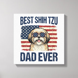 Bästa Shih Tzu Pappa Någonsin Patriotisk Hund Canvastryck