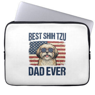 Bästa Shih Tzu Pappa Någonsin Patriotisk Hund Laptop Fodral