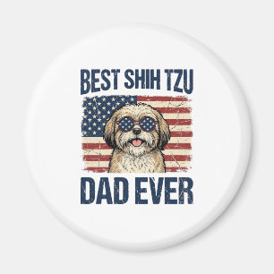 Bästa Shih Tzu Pappa Någonsin Patriotisk Hund Magnet