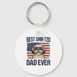 Bästa Shih Tzu Pappa Någonsin Patriotisk Hund Nyckelring