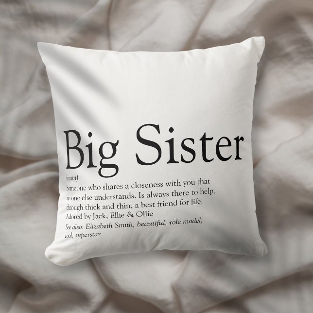 Bästa sisterdefinition, svart och vit modern kudde (Best Ever Sister Definition Black And White Modern Throw Pillow)