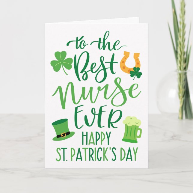 Bästa sjuksköterska någonsin-St patrick's day-typo Kort (Framsida)