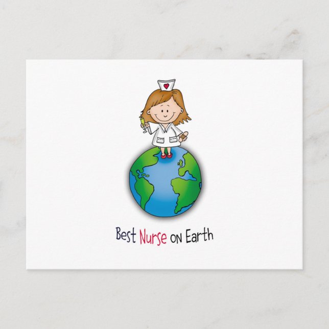 Bästa sjuksköterska på jorden - sjuksköterskedagen vykort (Framsida)