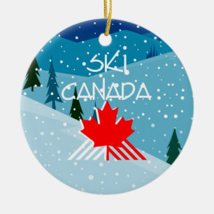 BÄSTA skida Kanada Julgransprydnad Keramik