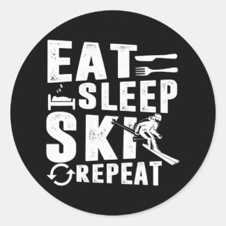 Bästa skidkläder Eat Ssov Ski Repeat Funny Runt Klistermärke