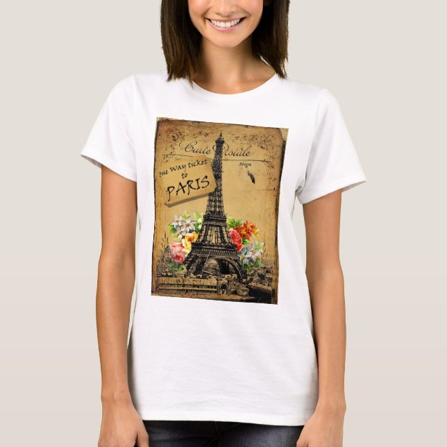 Bästa skjorta för Paris Eiffel tornbomull T Tee Shirt (Framsida)