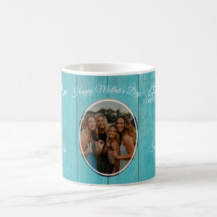 Bästa solrosfoto från Mamma någonsin, Rustic Teal Kaffemugg