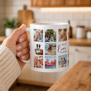 Bästa sommaren någonsin Foto Collage vit svart Kaffemugg