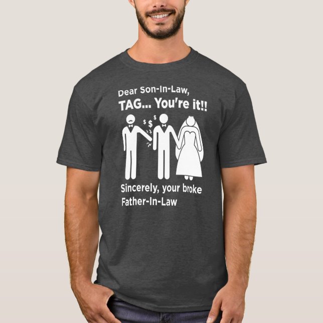 Bästa son i Lag Far i Bride Pappa Bröllop T Shirt (Framsida)