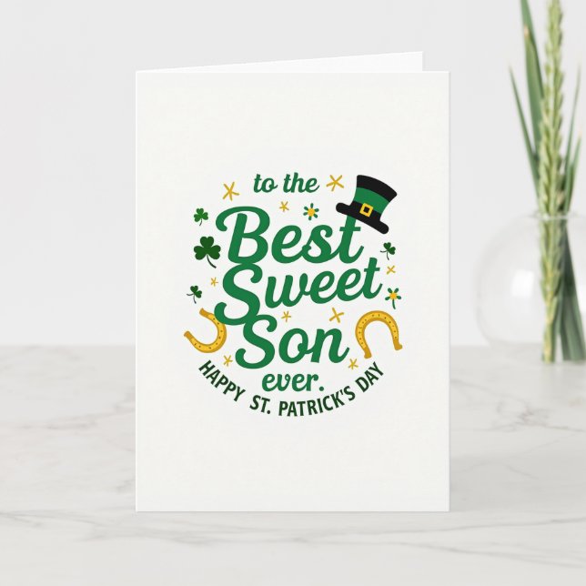 Bästa söte son på St. Patrickskort Kort (Framsida)