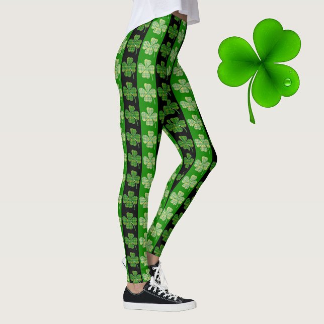 Bästa St. Patrick-Day-Grönten Play Klöver Rand Leggings (Skapare uppladdad)