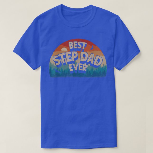 Bästa stegPappa någonsin Manar Retro Sunset Decor  T Shirt (Design framsida)