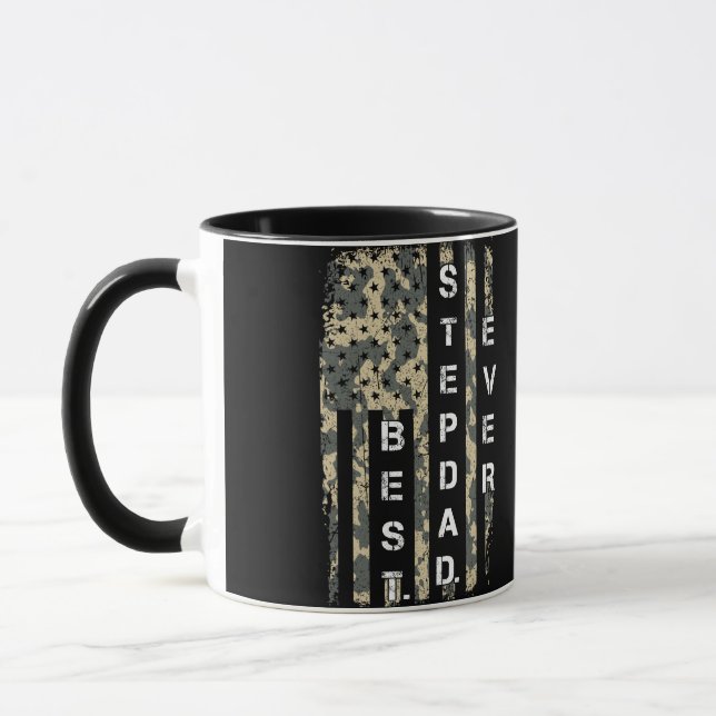 Bästa STEP PAPPA någonsin, Flagga Camo Far Day Vin Mugg (Vänster)
