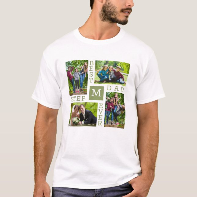 Bästa Stepdad någonsin 4 Photo Collage T Shirt (Framsida)
