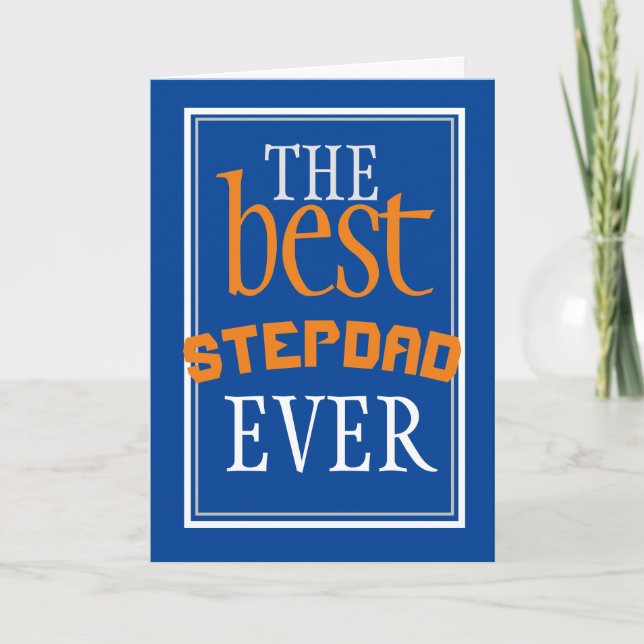 Bästa Stepdad någonsin Blue Typography Kort (Framsida)