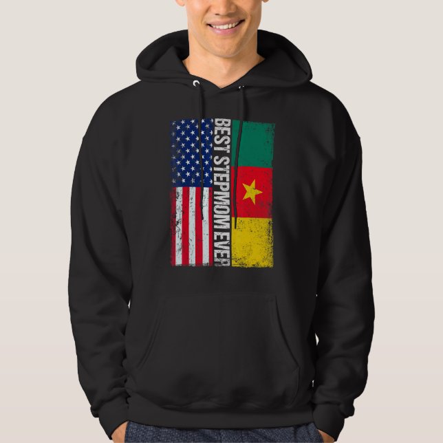Bästa Stepmamma nånsin Mors dag Cameroon US Flagga Hoodie (Framsida)