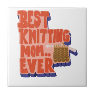 Bästa stickande mamma någonsin Retro Vintage typog Kakelplatta