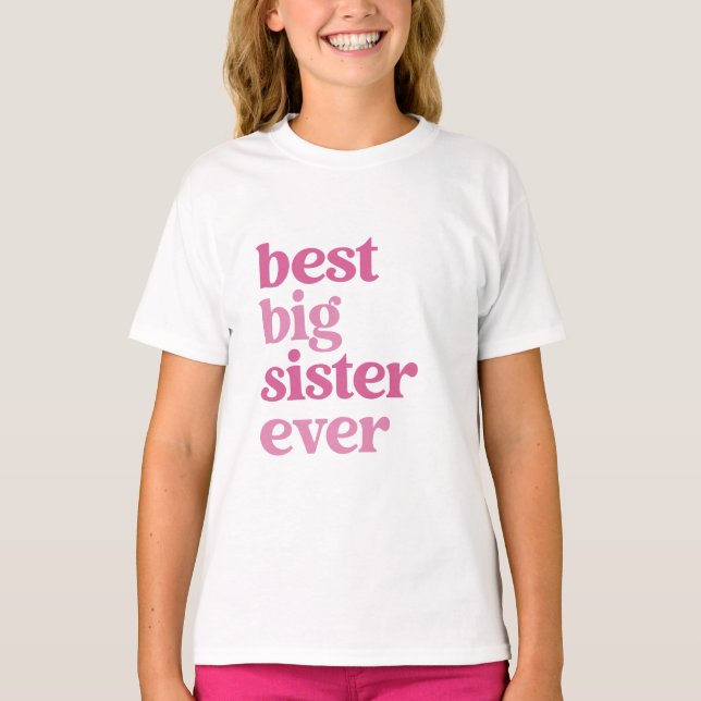 Bästa stora bister någonsin med Rosa Text Girls T Shirt (Framsida)