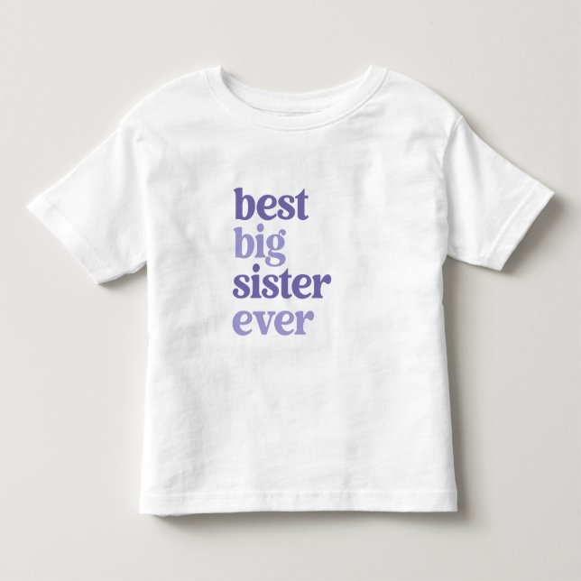 Bästa stora syster någonsin vit med Lila Text Girl T Shirt (Framsida)