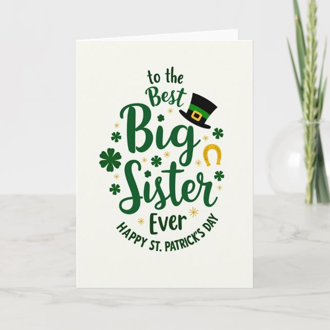 Bästa Storasyster Glad St. Patrick's Day-kort Kort (Framsida)