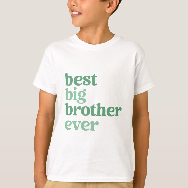 Bästa storebror någonsin vit med Grönt textrutor T Shirt (Framsida)