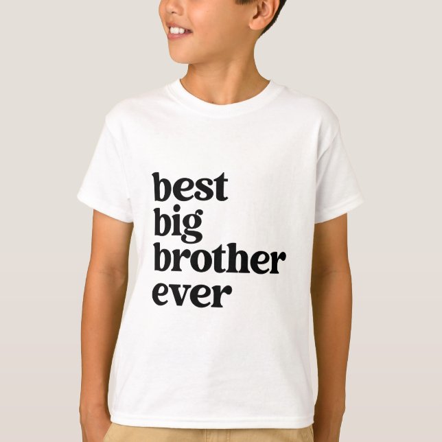Bästa storebror någonsin vit med svarta textrutor t shirt (Framsida)