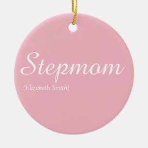 Bästa styvmamma någonsin snygg rosa elegant julgransprydnad keramik