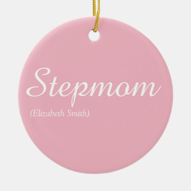 Bästa styvmamma någonsin snygg rosa elegant julgransprydnad keramik (Framsidan)