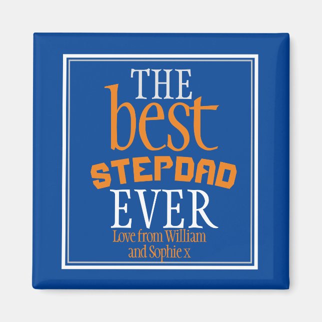 Bästa styvpappa någonsin Typografi Blå Magnet (Framsidan)