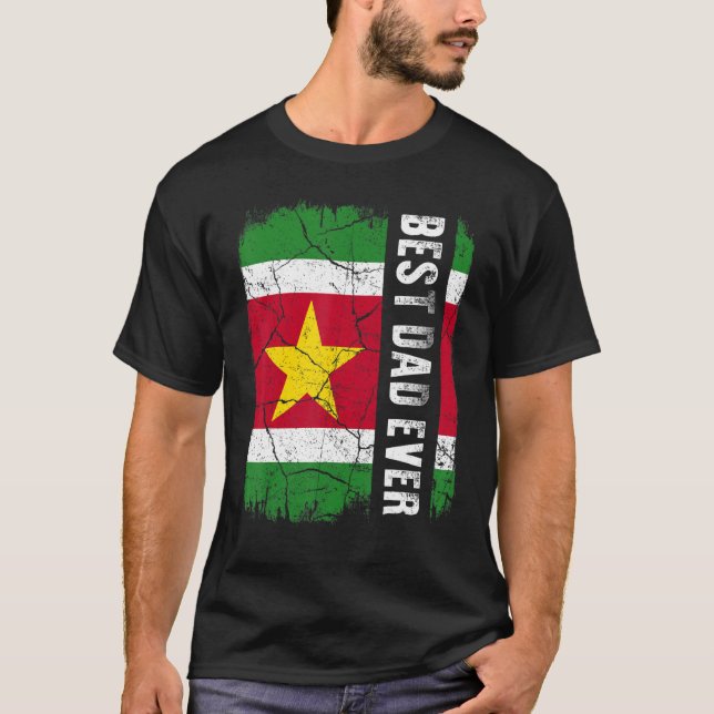 Bästa surinamessiska Pappa någonsin Suriname Flagg T Shirt (Framsida)