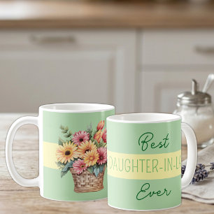 Bästa svärdotter någonsin gerbera blommor grön kaffemugg