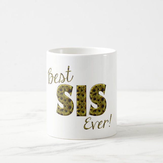 Bästa Syrran någonsin-Blommigten - typografi Kaffemugg (Center)