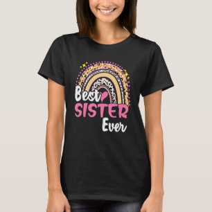 Bästa syster, aldrig funny Rosa Leopard Rainbow Mo T Shirt
