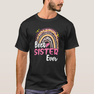 Bästa syster, aldrig funny Rosa Leopard Rainbow Mo T Shirt