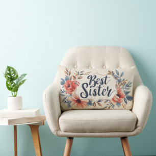 Bästa syster Flower Ram Lumbarkudde