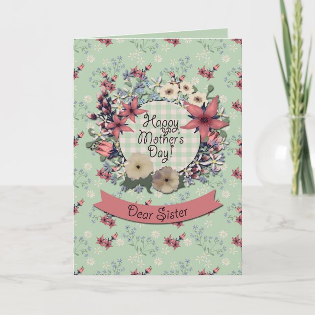 Bästa syster lycklig Mors dag Kort (Framsida)