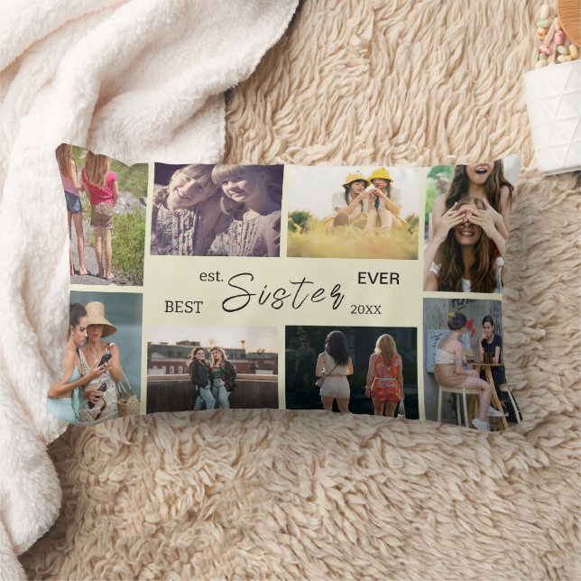 Bästa syster någonsin – 8 Foto Collage Kudd Lumbarkudde (Filt)