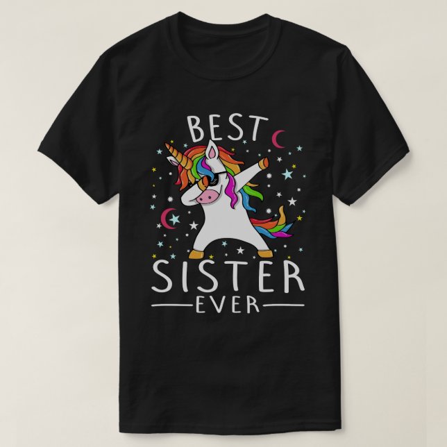 Bästa syster någonsin Dabbing Unicorn T Shirt (Design framsida)