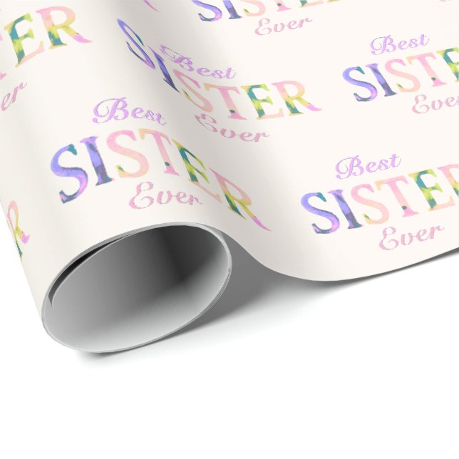 Bästa syster någonsin Mönstrat elfenben Presentpapper (Rullad Hörn)