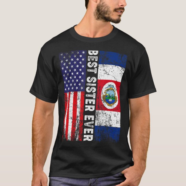 Bästa syster någonsin Mors dag Costa Rica USA Flag T Shirt (Framsida)