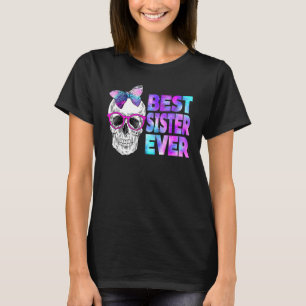 Bästa syster någonsin Skull Rosa Bow Tie Galaxy Mo T Shirt