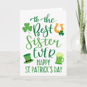 Bästa syster någonsin-St patrick's day-typografi Kort