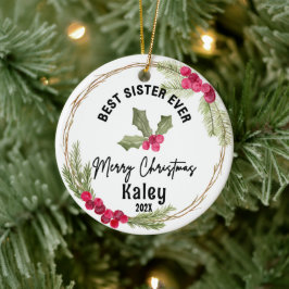 Bästa syster någonsin till jul Cranberry Wandan Julgransprydnad Keramik