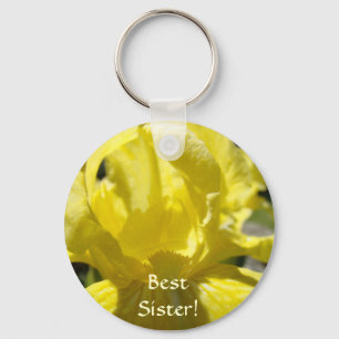 BÄSTA SYSTER! Nyckelring Present Gul Iris Blommor
