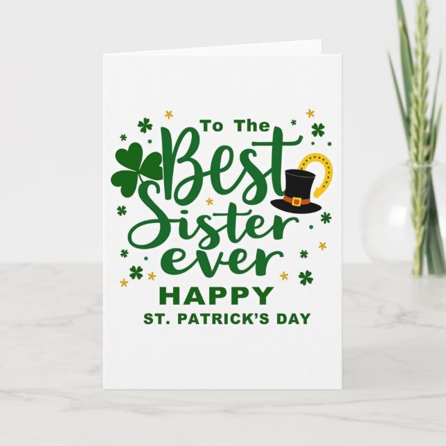 Bästa syster St Patricks Day-kort Kort (Framsida)