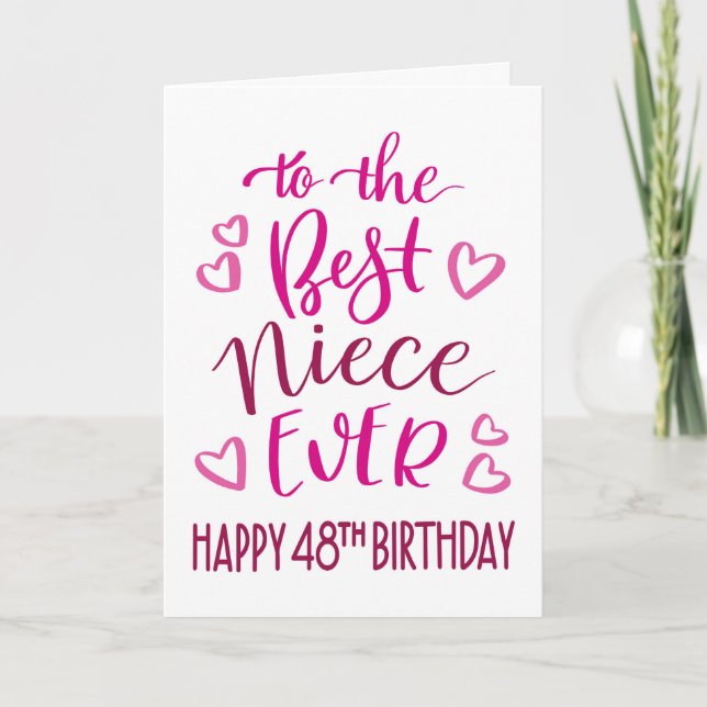 Bästa systerdotter någonsin 48-års typografi i ros kort (Framsida)